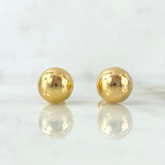 18K Yellow Gold Smooth Ball Stud Earrings / 1.15gr / 9mm