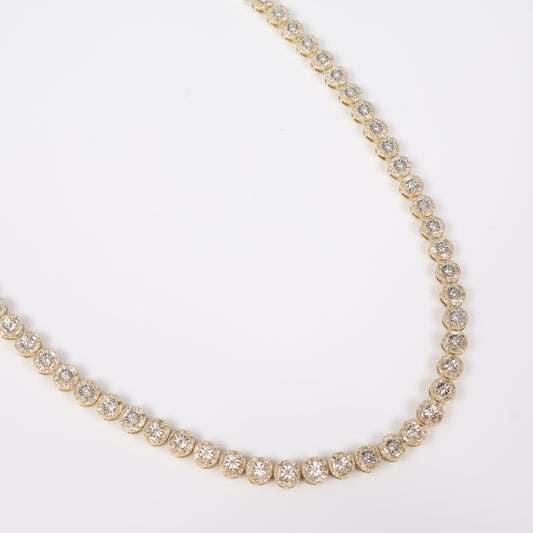 10K YG Diamond Round Luxury Chain / 24.5gr / 5.2mm / 20in / D-5Ct