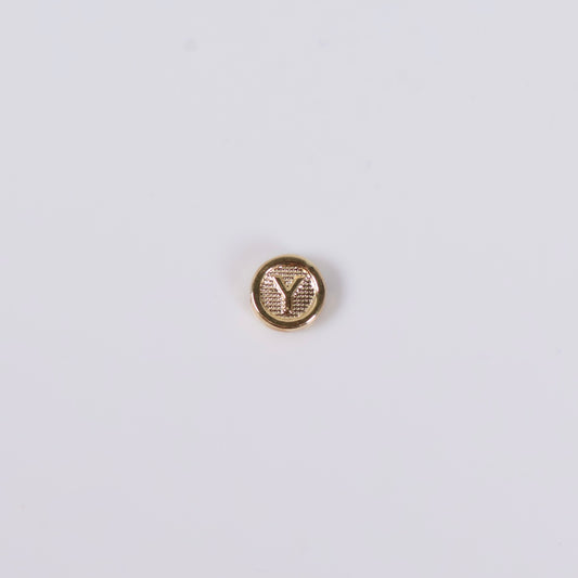 18K YG Letter Y Textured Circle Ironwork / 0.2gr / 7mm /