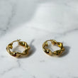 18K Yellow Gold Demi Dotted Flower Hoop Earrings 4.5gr / 0.98in
