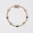 14K YG Diamond Baguette Luxury With Oval Sapphire Bracelet / 11.9gr / 2.1mm / 7in / D-2.5Ct / S-1.00