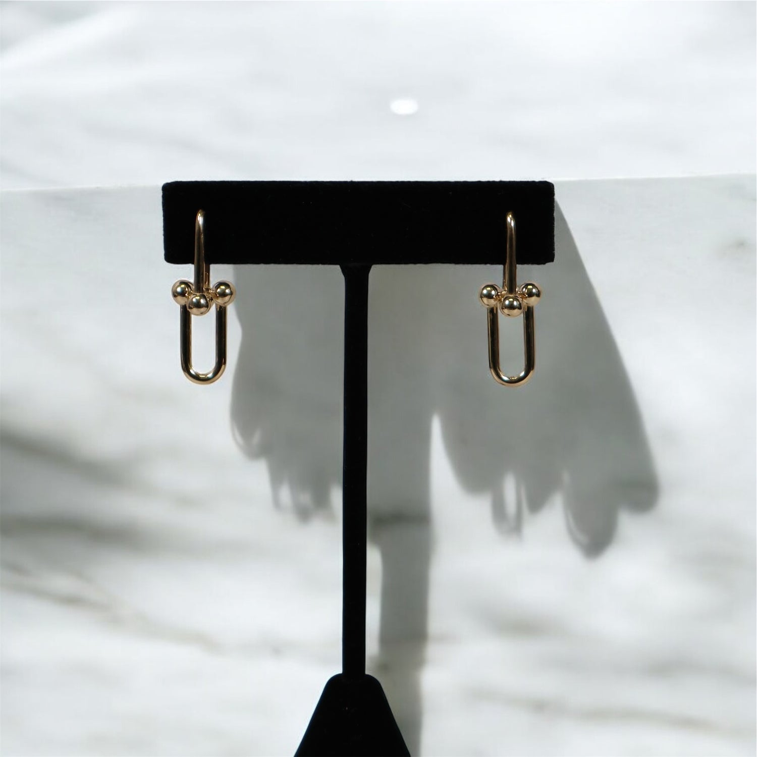14K YG Fany Stud Earrings / 4.44gr / 1.1in