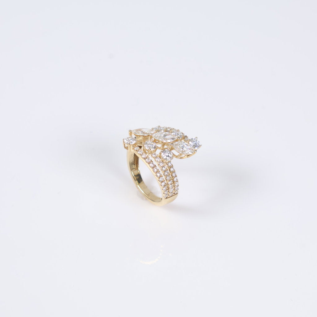 14K YG Lab Diamond Marquise Cut Luxury Engagement Ring / 3.5gr / Sz 6.5 / 2.20Ct Lab / VS / F