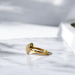 18K Yellow Gold Heart Ring With Zircons / 2.7gr / Size 7