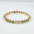 14K YG Diamond Heart With Emerald Bracelet / 14.8gr / 6mm / 7in / 1.65Ct / VS2-SI / G-H - 2.61Ct Eme
