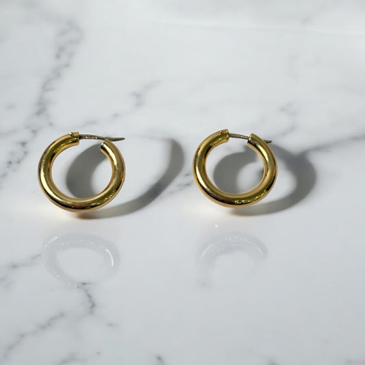 14K Yellow Gold Fashion Hoop Earrings / 3.9gr