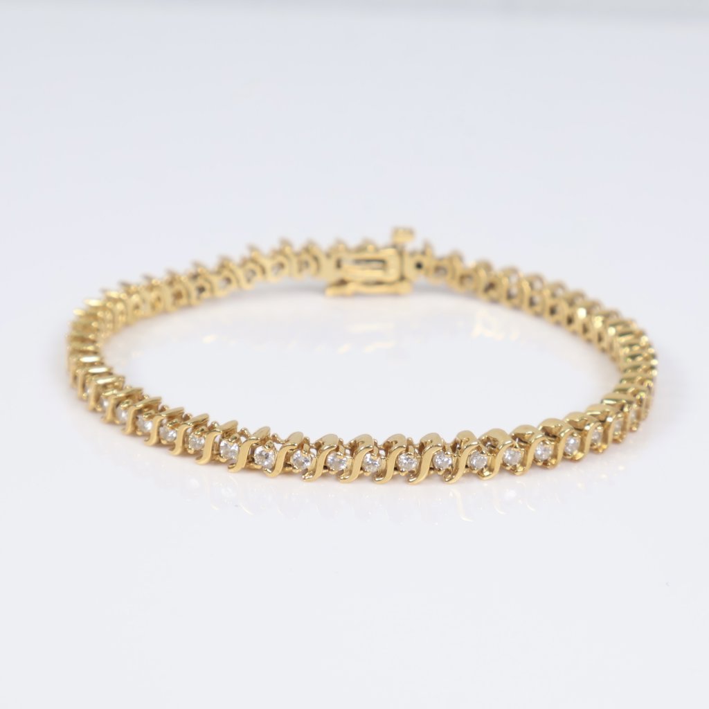 14K YG Diamond Luxury Bracelet / 13gr / 4.2mm / 7in / 1Ct Dia