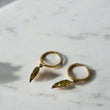 18K Yellow Gold Feather Hoop Earrings / 2.1gr / 1.2in