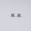 14K YG Diamond  Square Stud Earrings / 0.8 gr / 7mm / Ct Dia
