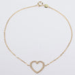 14K YG Beaded Heart Bracelet / 1.1gr / 1mm / 7.5in /