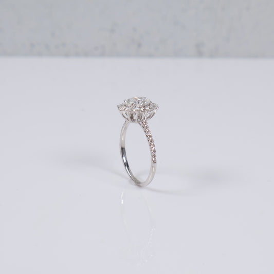 14K WG Lab Diamond Oval Cut Brilliant With Certificate Engagement Ring / 2.1gr / Sz 7 / 1.59 CTTW Lab VS / E-F