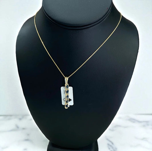 14K Yellow Gold Luxury Pendant With Sapphire / 2gr