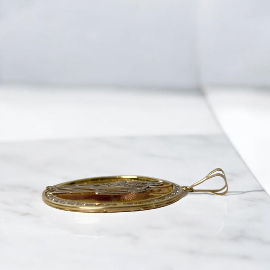 14K Yellow Gold Christ Pendant With Zirconia / 7.2gr