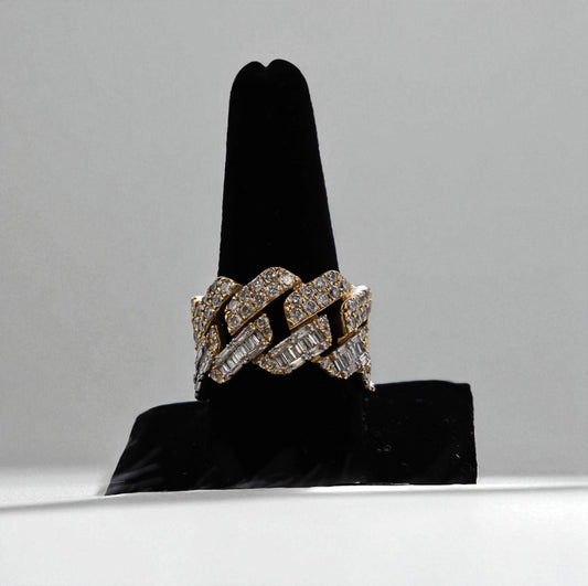 Chain Ring 14K Yellow Gold With Diamond 2,75ct / 14.9gr / Size 10.5
