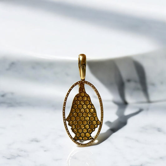 14K Yellow - White Gold Virgen Pendant With Zirconia / 7.1gr