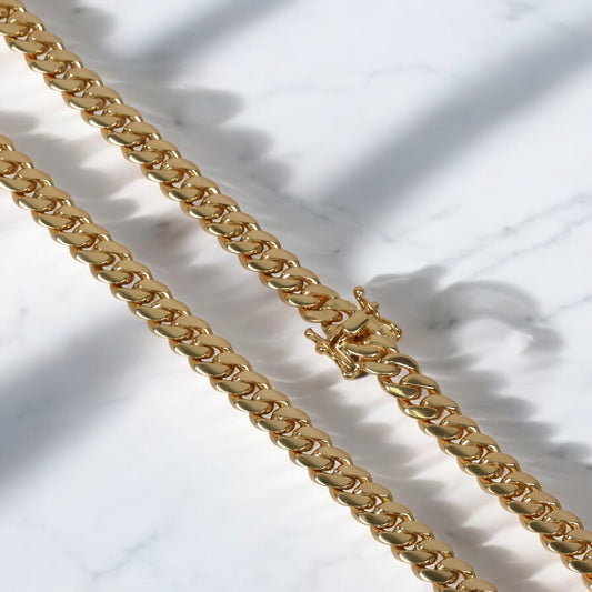 14K YG Cuban Links Chain / 102.87gr / 7.6mm / 24in /