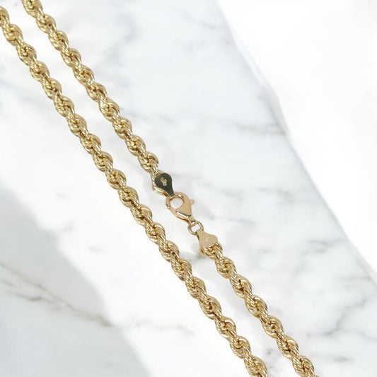 10K YG Hollow Rope Chain / 11.68gr / 5.3mm / 22in /