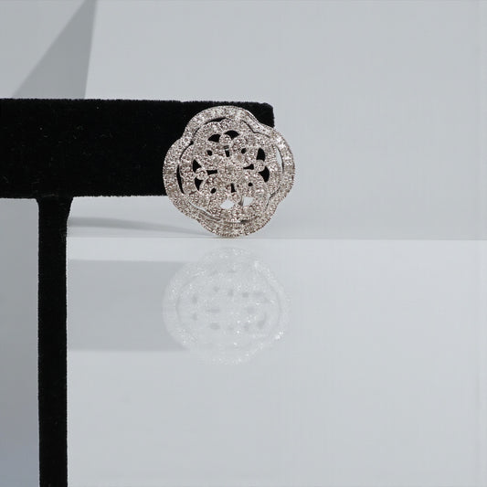 14K WG Diamond Rose Stud Earrings / 5.26gr /  / D-0.27Ct