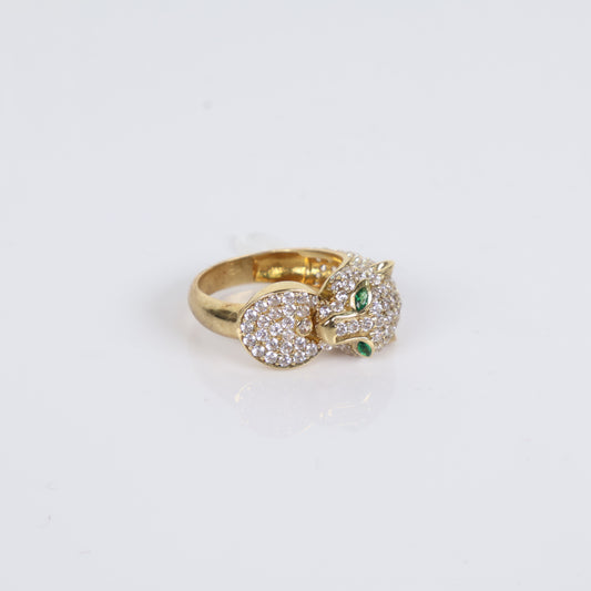 Panther Ring 10K Yellow Gold With Zirconia / 5.4gr / Size 7