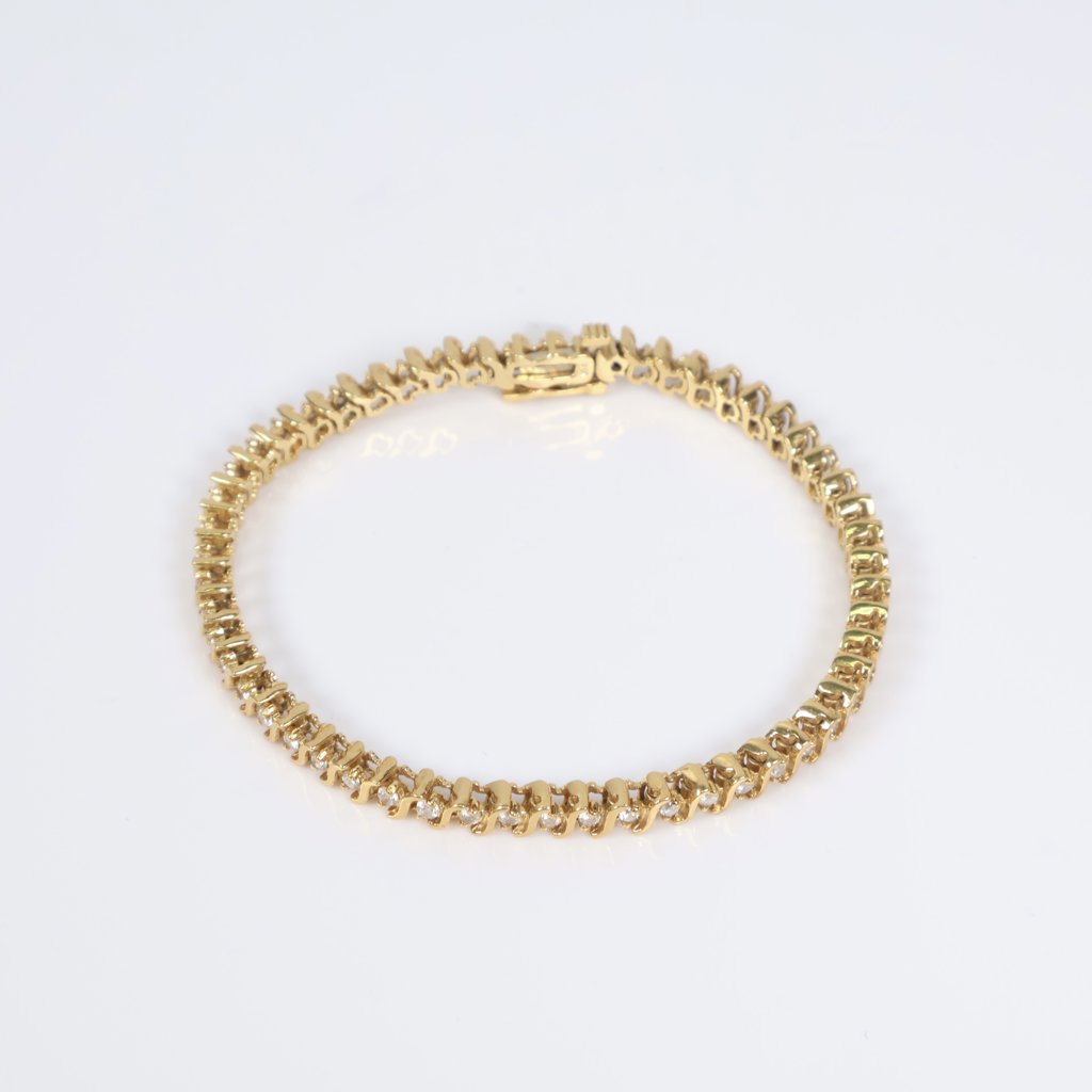 14K YG Diamond Luxury Bracelet / 13gr / 4.2mm / 7in / 1Ct Dia