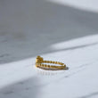 18K Yellow Gold Heart Flat Stitches Ring With Zircons / 2.1gr / Size 5