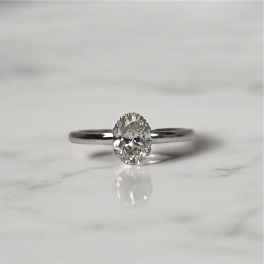 18K YG Lab Dia Oval Engagement Ring / 2.3Gr / Sz 6