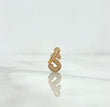 18K Yellow Gold Letter S Italics Pendant With Zircons / 0.52gr / 0.5in
