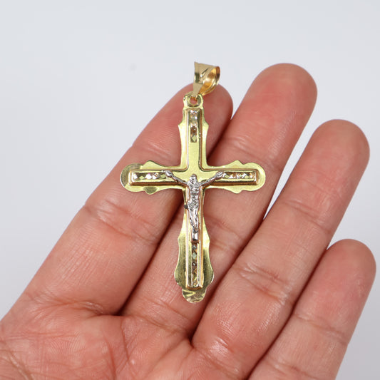 14K Yellow - White Gold Cross Pendant / 4.5gr