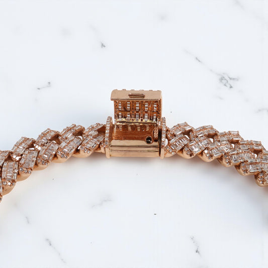 10K RG Cuban links Bustdown Bracelet / 45.24gr / 10mm / 8.5in / D-7.25Ct