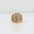 10K Three Colour Gold Saint Jude Ring With Zircons / 7.3gr / Size 9