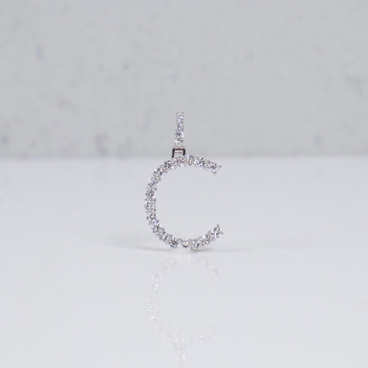 14K WG Lab Diamond Letter C Pendant / 0.94gr / 1in / 0.52 CTTW Lab VS / E-F