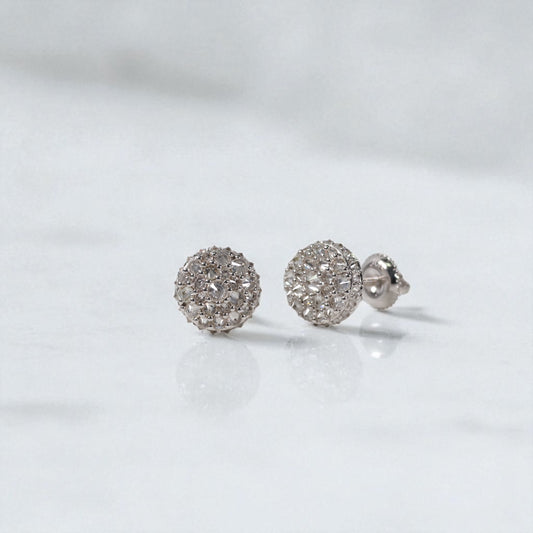 10K WG Reverse Diamond Luxury Stud Earrings / 2.76gr / 9mm / 1.29 Wt Dia