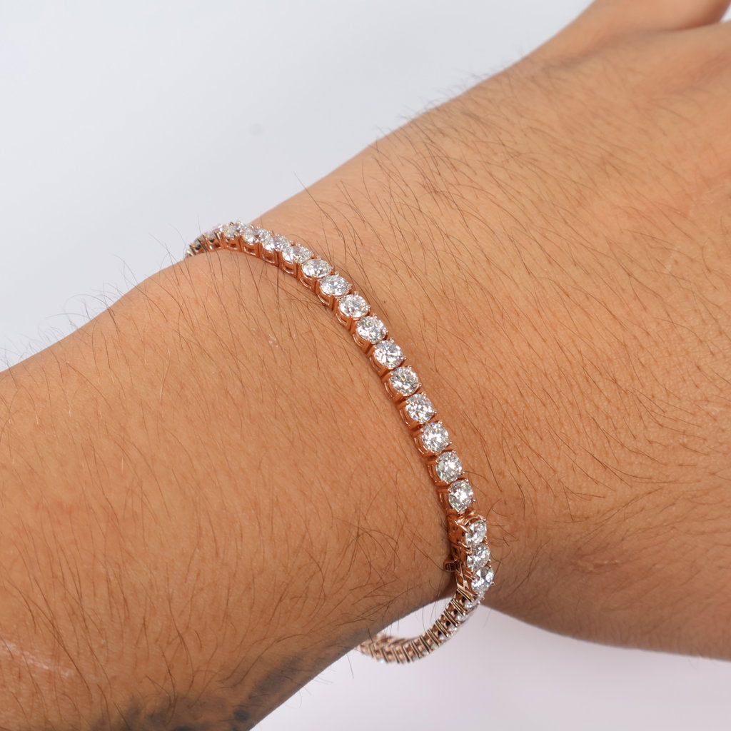 14K RG Lab Diamond Tennis Bracelet / 8.8gr / 4mm / 7in / 10.49Ct Lab / VS / F