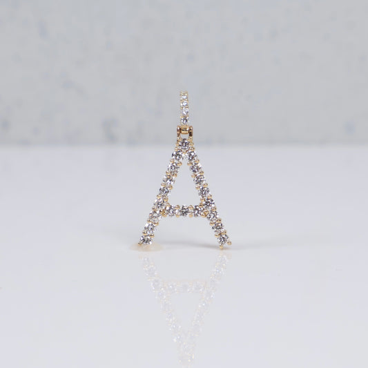 14K YG Lab Diamond Letter A Pendant / 1.31gr / 1in / 0.60 CTTW Lab VS / E-F