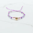 18K 3 Tone Heart-Smooth Balls Bracelet Tejido / 1.11gr / Adjustable /