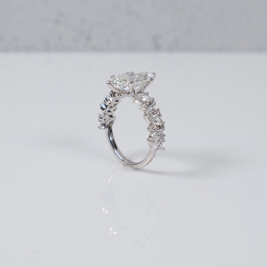 14K WG Lab Diamond Marquise Brilliant With Certificate Engagement Ring / 3.82gr / Sz 7 / 3.52 CTTW Lab VS / E-F