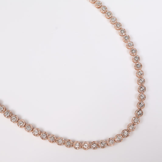 10K RG Diamond Round Luxury Baguette Chain / 24gr / 5.2mm / 20in / D-5Ct