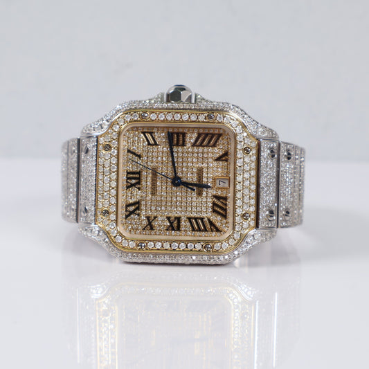 Cartier Santos Bustdown 2 Tone Yellow Roman Numbers Watch / 40mm