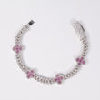 14K WG Cuban links Bustdown With Sappire Clovers Bracelet / 29.15 / 6.4mm / 7in / D-4Ct / S-3.31