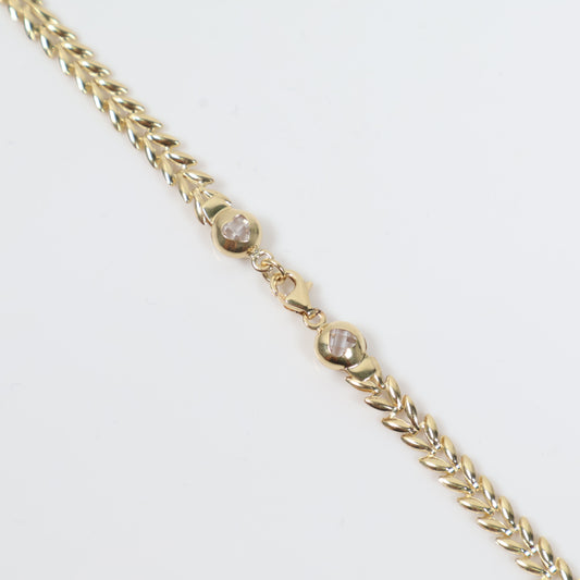 14K YG Heart Chain / 12.2gr / 5mm / 18in / White Zircons