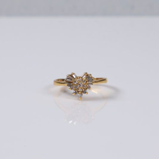 14K YG Diamond Heart Rings / 2.8gr / Sz 6.5 / Ct Dia