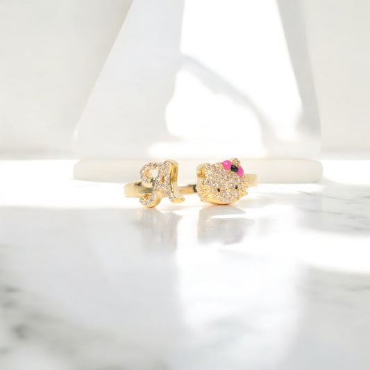 10K YG Diamond HK - Letter A Rings / 2.49gr / Sz 7 / 0.14Wt Dia
