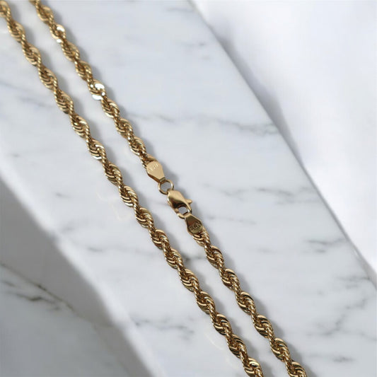 14K YG Rope Chain / 6.45gr / 3.8mm / 18in