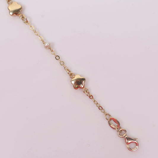 14K YG Stars With Pearls Bracelet / 2.7gr / 1.5mm / 5.5in /