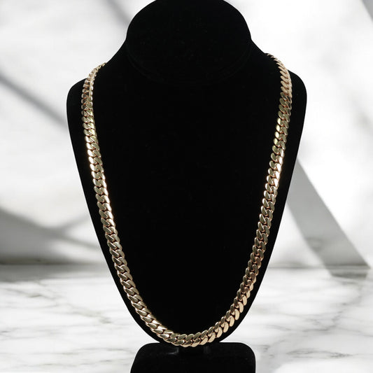 14K YG Cuban Links Chain / 118gr / 8mm / 24in /