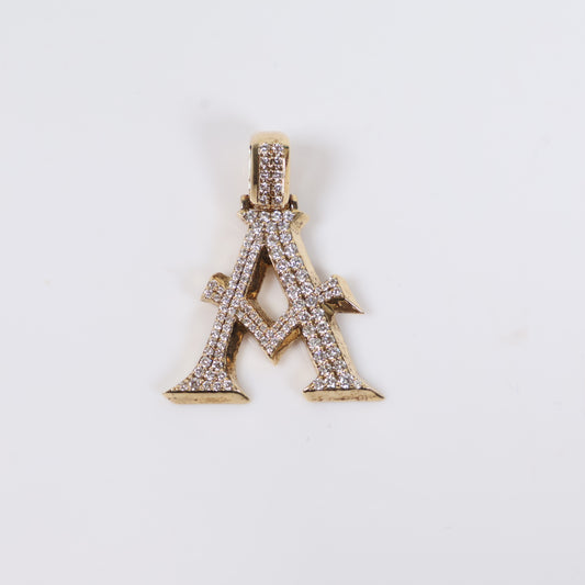 Letter A Pendant 14K Yellow Gold With Diamond / 7.3gr