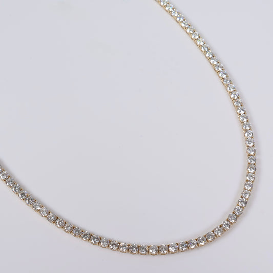 14K YG Lab Diamond Tennis Chain / 21.8gr / 3mm / 22in / 23.51 CTTW Lab VS / E-F