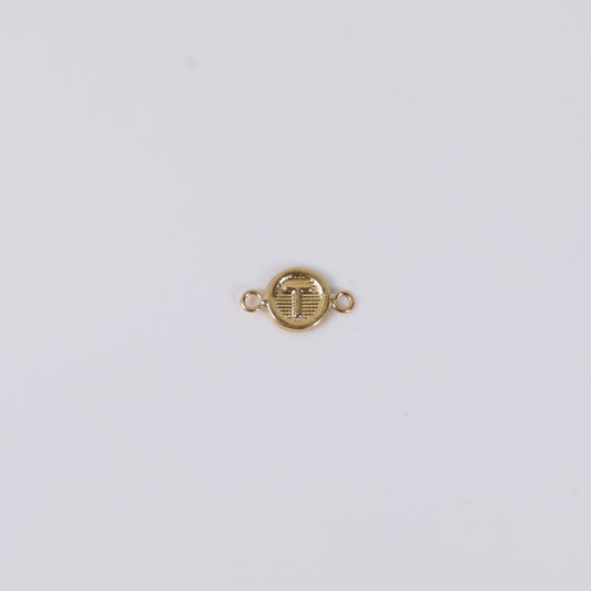 18K YG Letter T Textured Circle Ironwork / 0.25gr / 7mm /
