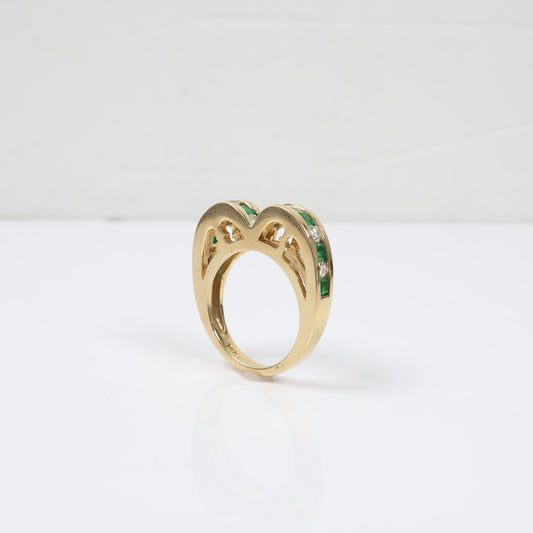 14K YG Mouse Rings / 7.6gr / Sz 7 / D-0.63Ct / E-0.90