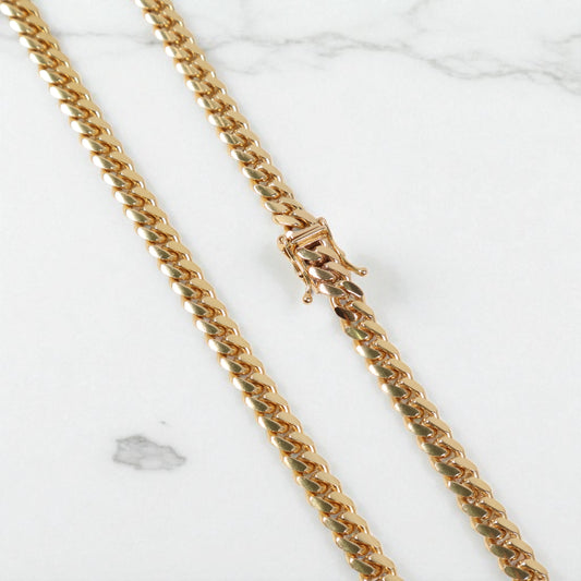 14K YG Micro Cuban Links Chain / 64.6gr / 6.2mm / 22in /